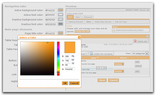 Screenshot of Adify's ColorPicker implementation.