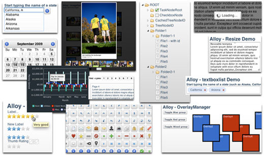 Widgets in the AlloyUI library.