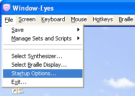 Screen shot of the Window-Eyes menubar.