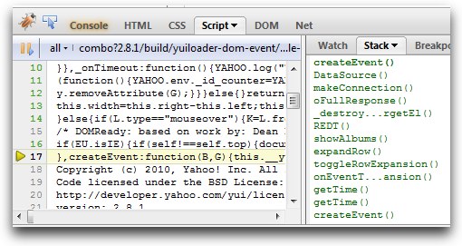 Firebug's Script tab.