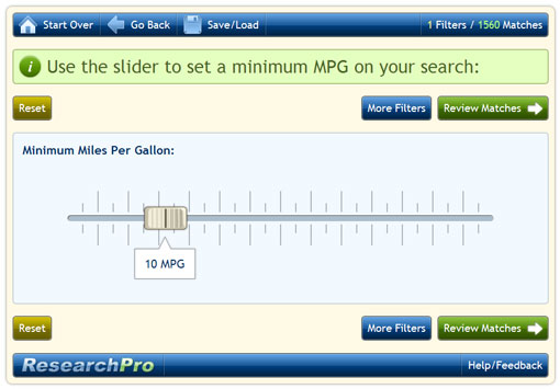 ResearchPro YUI 3 Slider Usage