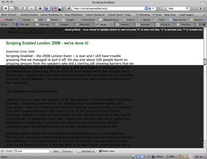 Browser with Reading Blinds