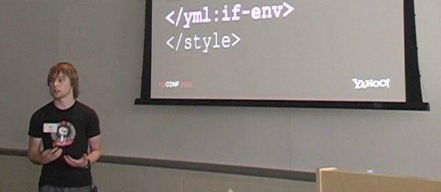 YUI engineer Reid Burke speaks at YUICONF 2009, held at the Yahoo! HQ in Sunnyvale; October 28, 2009.