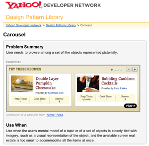 The Carousel Pattern page on the Pattern Library site