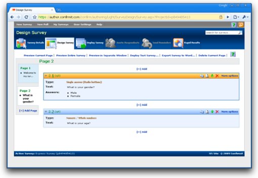 Confirmit Express survey designer, using Yahoo, Dom, Event, Animation, Connection, Json, and  Selector.