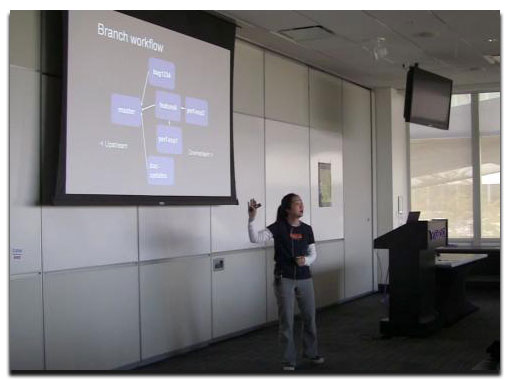 YUI engineering manager Jenny Donnelly speaks at the 2011 F2E Summit at Yahoo! HQ in Sunnyvale, CA.