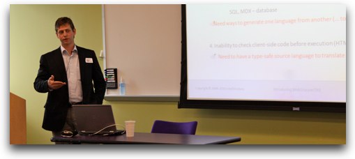 Adam Granicz, CEO of Intellifactory, speaking at Yahoo! on April 21, 2010.