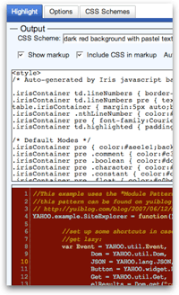 Gustavo Duarte's web interface for the Iris Syntax Highlighter