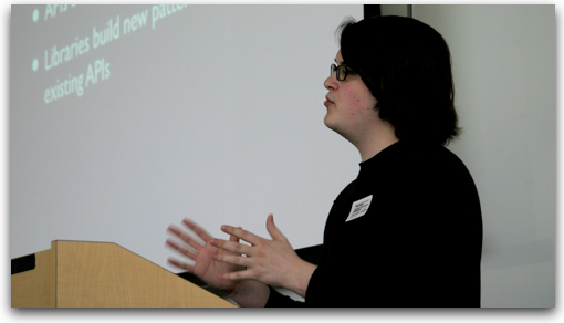 John Resig speaking at Yahoo in 2007.