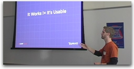 YUI engineer Todd Kloots speaks at YUICONF 2009, held at the Yahoo! HQ in Sunnyvale; October 28, 2009.