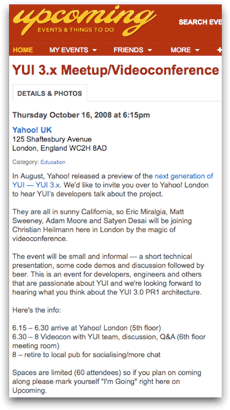 YUI London Meetup on Upcoming