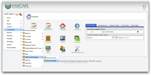 YUI Menu and TabView on MiaCMS.
