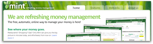 The Mint homepage.