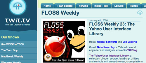 Nate Koechley with Randal Schwartz and Leo Laporte on the FLOSS podcast