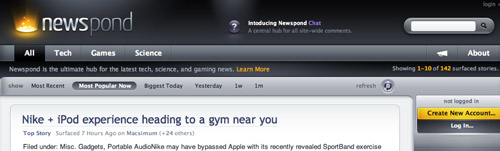 YUI running on Newspond.com.