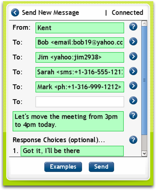 Notifu screenshot -- sending new messages.