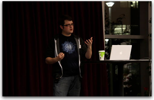 John Resig speaking at Yahoo! during the BayJax meetup on December 11, 2009.