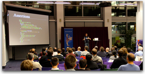 John Resig speaking at Yahoo! during the BayJax meetup on December 11, 2009.