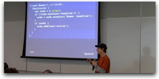 YUI architect Matt Sweeney at YUICONF 2009, held at the Yahoo! HQ in Sunnyvale; October 28, 2009.
