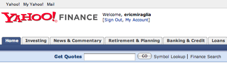 Yahoo! Finance employs the YUI CSS platform.