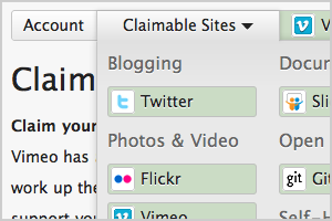 Screenshot showing the menu which lists the various places a user can claim and accept tips at