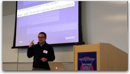 Yahoo engineer Stephen Woods at YUICONF 2009, held at the Yahoo! HQ in Sunnyvale; October 28, 2009.