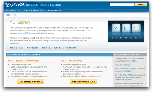 Visit the new YUI homepage on the Yahoo! Developer Network.