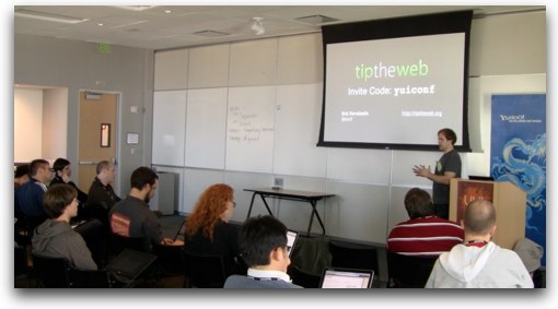 TipTheWeb cofounder and YUI contributor Eric Ferraiuolo speaks at YUIConf 2010 at Yahoo! HQ in Sunnyvale, CA.