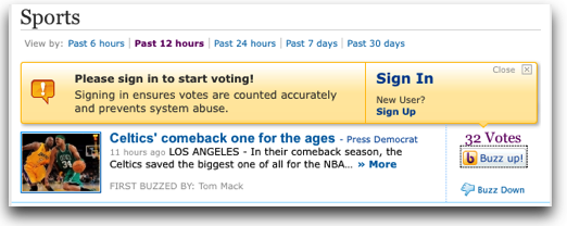 Signing into Buzz